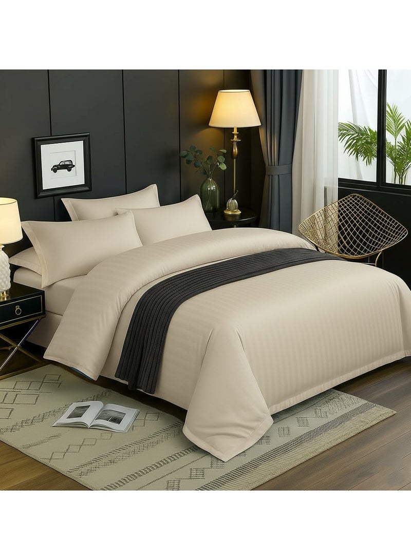 ماكسكون طقم غطاء لحاف مكون من 6 قطع - يتضمن غطاء لحاف واحد، وملاءة جاهزة واحدة و4 أكياس وسائد - مقاس كينج/كوين/مفرد، اللون بيج - Image 3